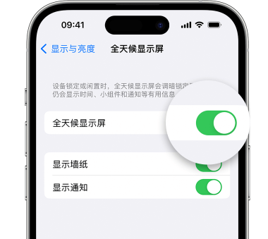 辽源苹果15预约维修分享iPhone15如何设置全天候显示屏幕可见 